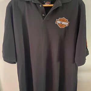 Harley-Davidson Black Polo Shirt Men”s XXL Hoosier chapter‎ Elkhart Indiana